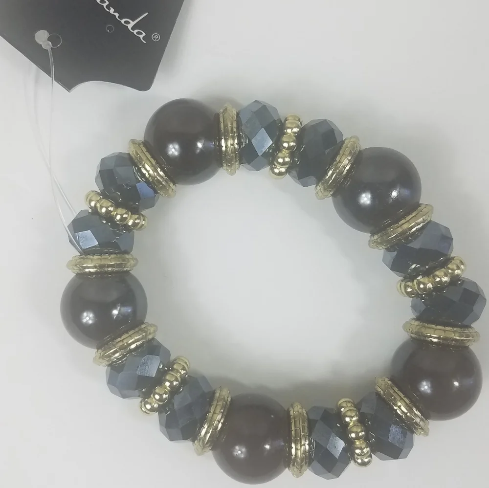 NWT, Taramanda, Brown/Blue stone stretch bracelet